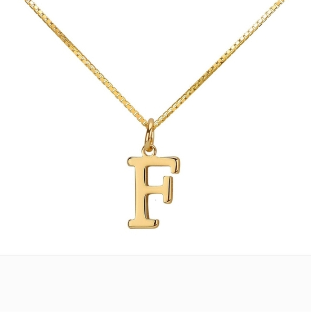 14K Gold Plated F Initial Necklace